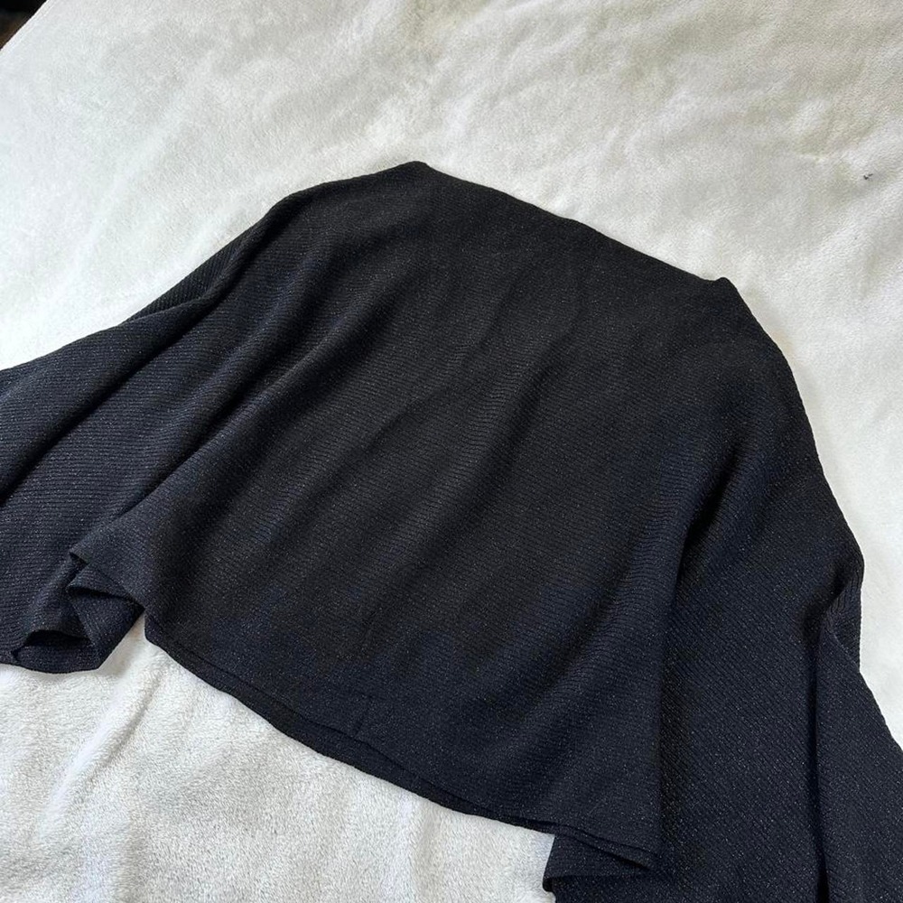 NWT Zara short knit cape jumper black glittery bat wing poncho top y2k - Picture 4 of 6
